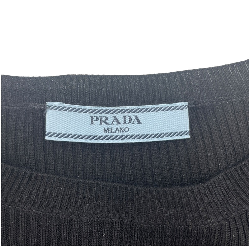 プラダ PRADA ロゴクロップド ニットセーター P24S1G ブラック シルク レディース セーター