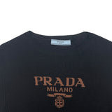 プラダ PRADA ロゴクロップド ニットセーター P24S1G ブラック シルク レディース セーター