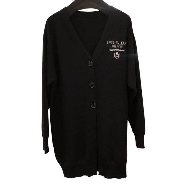 プラダ PRADA エンプレムロゴカシミヤロングカーディガン P25186 ブラック カシミア ユニセックス カーディガン