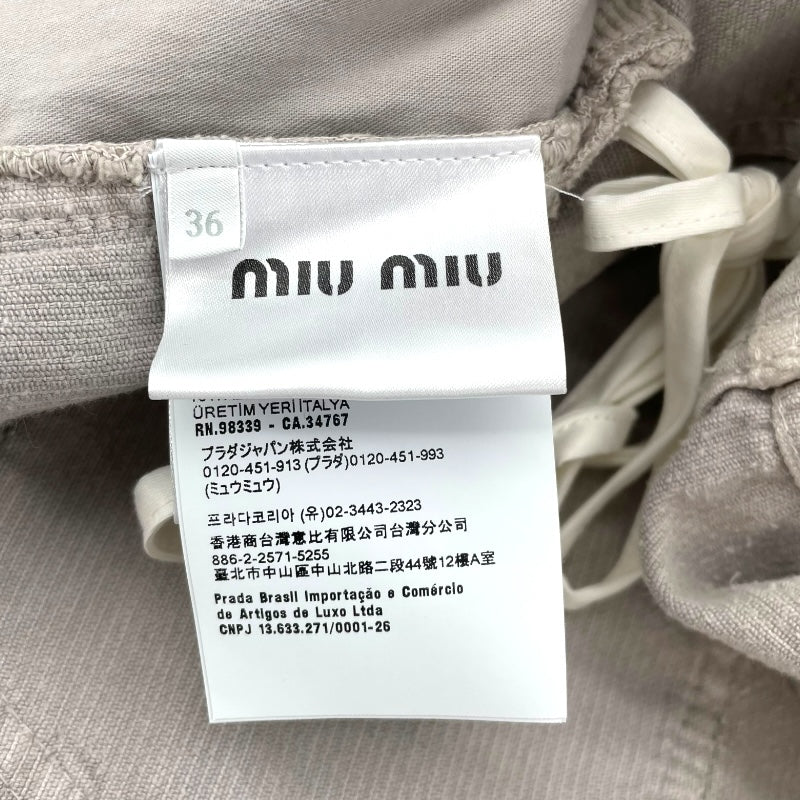 ミュウミュウ miu miu ロゴ刺繍コーデュロイ オーバーオールドレス MF5239 グレー コットン レディース オーバーオール