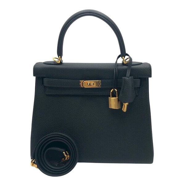 エルメス HERMES ケリー25 Y刻 ブラック/GD金具 トゴ レディース ショルダーバッグ
