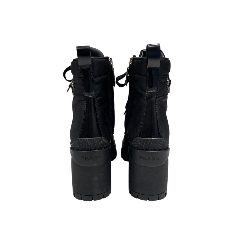 プラダ PRADA RE-NYLON トライアングルロゴショートブーツ 1T708M ブラック ナイロン レディース ブーツ