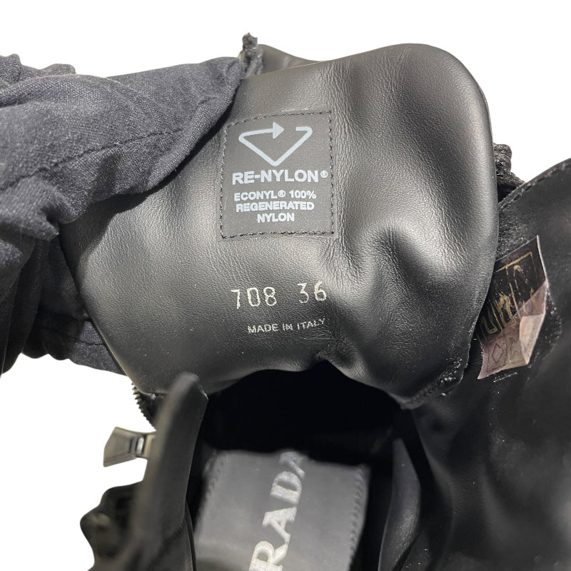 プラダ PRADA RE-NYLON トライアングルロゴショートブーツ 1T708M ブラック ナイロン レディース ブーツ