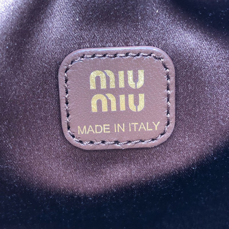 ミュウミュウ miu miu ポーチミニバッグ 5NG010・049 カカオ×GD金具 サテン・レザー レディース ポーチ