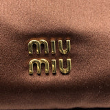 ミュウミュウ miu miu ポーチミニバッグ 5NG010・049 カカオ×GD金具 サテン・レザー レディース ポーチ