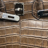 エルメス HERMES バーキン35 □L刻 ハバナ アリゲーターマット ユニセックス ハンドバッグ