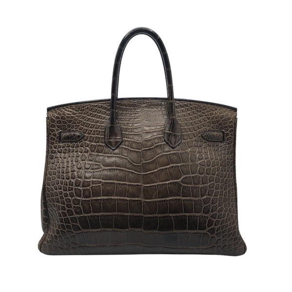 エルメス HERMES バーキン35 □L刻 ハバナ アリゲーターマット ユニセックス ハンドバッグ