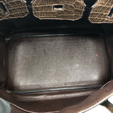 エルメス HERMES バーキン35 □L刻 ハバナ アリゲーターマット ユニセックス ハンドバッグ