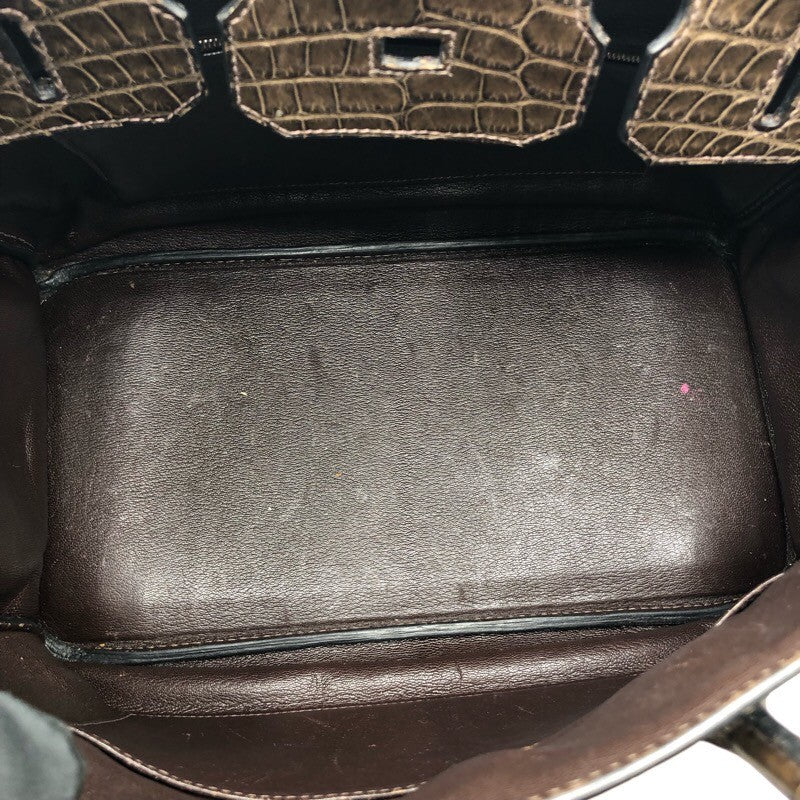 エルメス HERMES バーキン35 □L刻 ハバナ アリゲーターマット ユニセックス ハンドバッグ