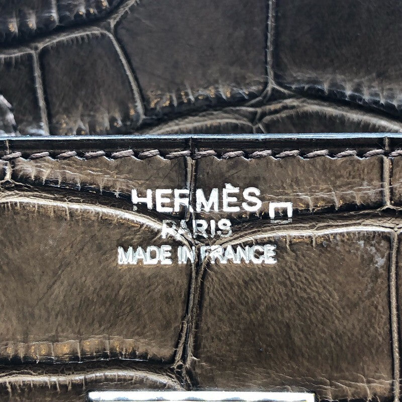 エルメス HERMES バーキン35 □L刻 ハバナ アリゲーターマット ユニセックス ハンドバッグ