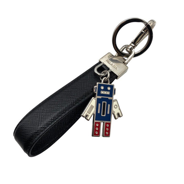 プラダ PRADA サフィアーノレザーキーリング 2PP040 ブラック/SV レザー メンズ キーホルダー