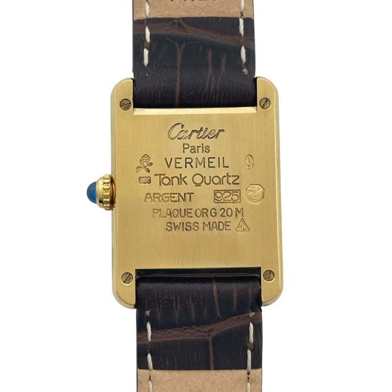 カルティエ Cartier マストタンク SM W1003153 アイボリー GP/革ベルト（社外品） クオーツ レディース 腕時計