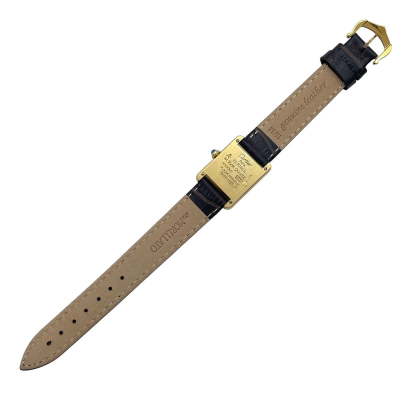 カルティエ Cartier マストタンク SM W1003153 アイボリー GP/革ベルト（社外品） クオーツ レディース 腕時計