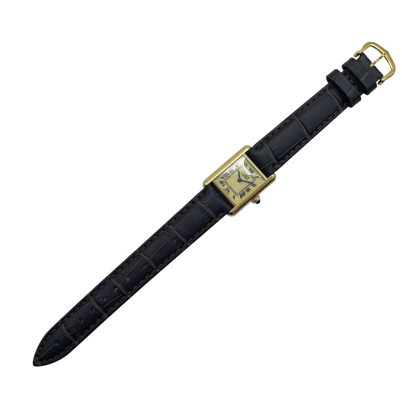 カルティエ Cartier マストタンク SM W1003153 アイボリー GP/革ベルト（社外品） クオーツ レディース 腕時計