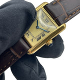 カルティエ Cartier マストタンク SM W1003153 アイボリー GP/革ベルト（社外品） クオーツ レディース 腕時計