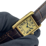 カルティエ Cartier マストタンク SM W1003153 アイボリー GP/革ベルト（社外品） クオーツ レディース 腕時計