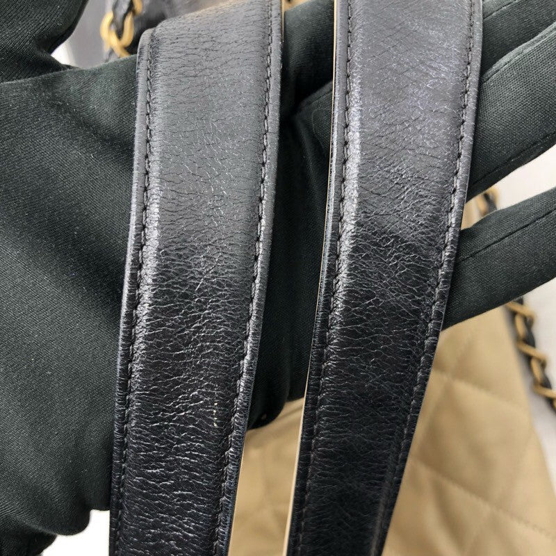 シャネル CHANEL マトラッセ2WAYトート ベージュ・ブラック×GD金具 ラム レディース トートバッグ