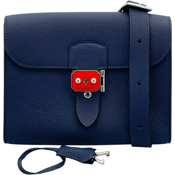 エルメス HERMES サックアデベッシュ21 B刻 ブルーサフィール SV金具 トゴ レディース ショルダーバッグ