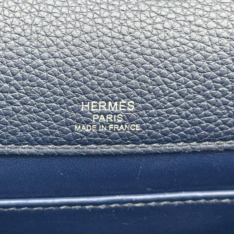 エルメス HERMES サックアデベッシュ21 B刻 ブルーサフィール SV金具 トゴ レディース ショルダーバッグ