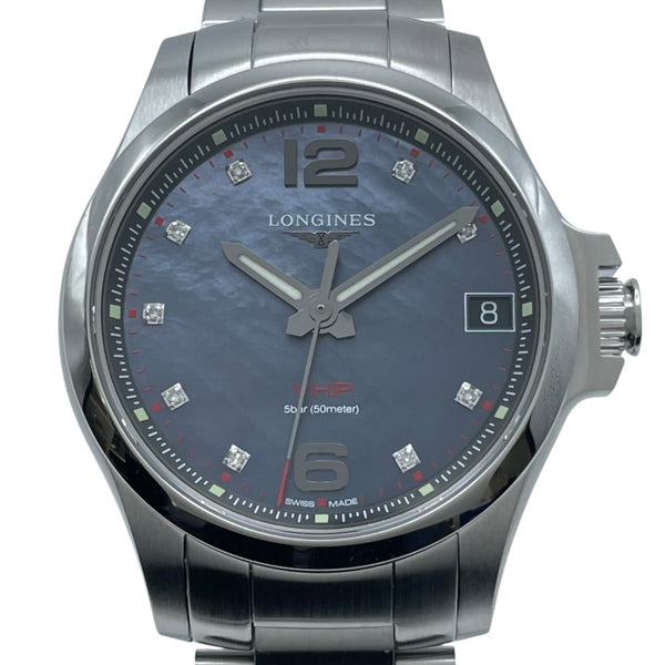 ロンジン LONGINES コンクエスト V.H.P ブラックシェル L3.316.4.88.6 ブラックシェル SS クオーツ メンズ 腕時計