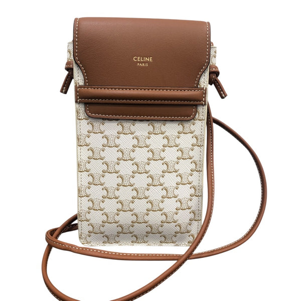セリーヌ CELINE モバイルポーチ 10G332CQD.01TA ホワイト トリオンフキャンバ/レザー レディース ショルダーバッグ