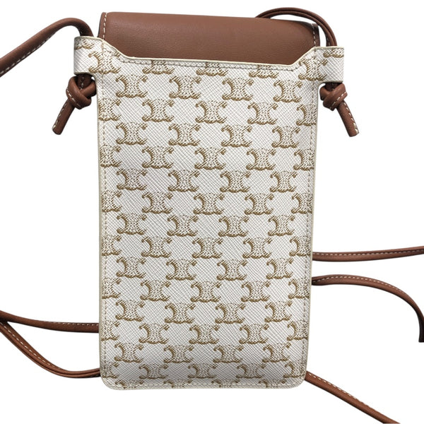 セリーヌ CELINE モバイルポーチ 10G332CQD.01TA ホワイト トリオンフキャンバ/レザー レディース ショルダーバッグ