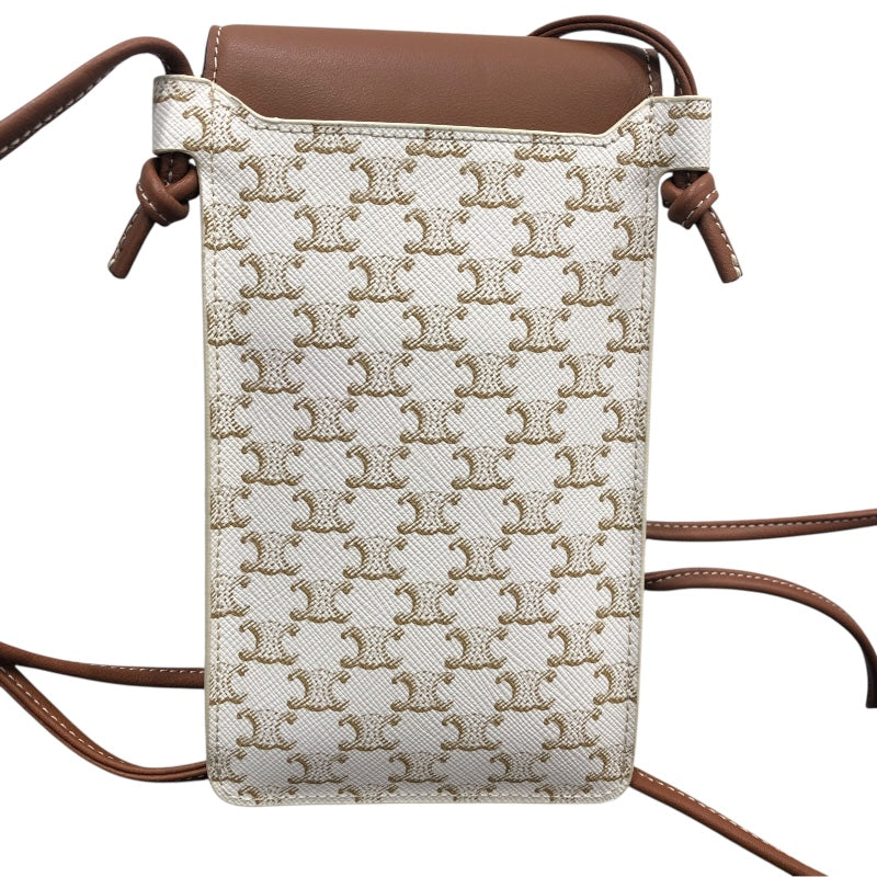 セリーヌ CELINE モバイルポーチ 10G332CQD.01TA ホワイト トリオンフキャンバ/レザー レディース ショルダーバッグ