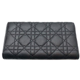 クリスチャン・ディオール Christian Dior カロ長財布 ブラック×GD金具 レザー レディース 長財布