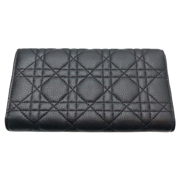 クリスチャン・ディオール Christian Dior カロ長財布 ブラック×GD金具 レザー レディース 長財布