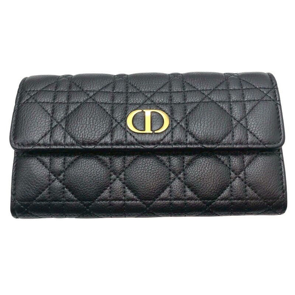 クリスチャン・ディオール Christian Dior カロ長財布 ブラック×GD金具
