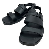 エルメス HERMES ジャコモHロゴストラップサンダル ブラック レザー メンズ サンダル