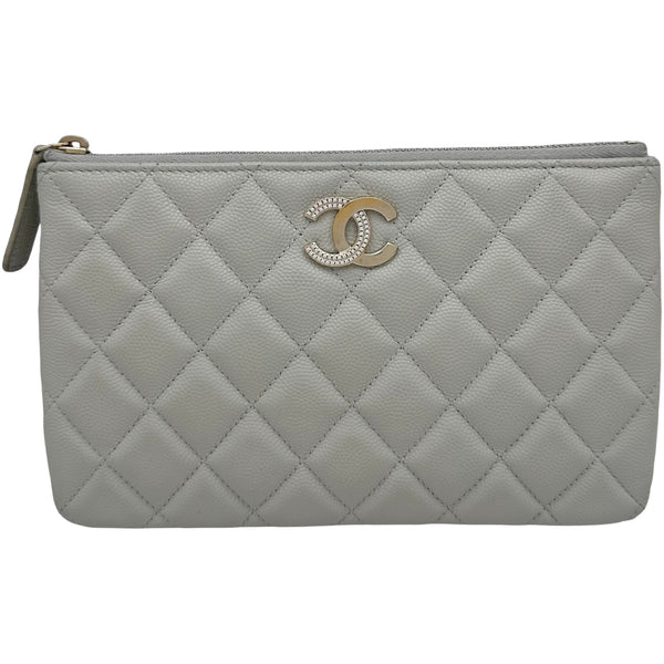 シャネル CHANEL ポーチビジューCCジップ AP4190 ライトグレー