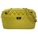 シャネル CHANEL 2.55マトラッセチェーンショルダーバッグ 8桁12番台 イエロー×ゴールド金具 ラム レディース ショルダーバッグ