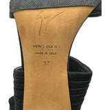 ジュゼッペザノッティ GIUSEPPE ZANOTTI サテンリボンサンダル ブラック レザー レディース サンダル