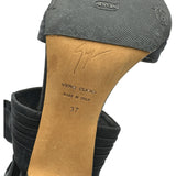 ジュゼッペザノッティ GIUSEPPE ZANOTTI サテンリボンサンダル ブラック レザー レディース サンダル