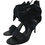 ジュゼッペザノッティ GIUSEPPE ZANOTTI サテンリボンサンダル ブラック レザー レディース サンダル