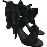 ジュゼッペザノッティ GIUSEPPE ZANOTTI サテンリボンサンダル ブラック レザー レディース サンダル