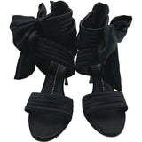 ジュゼッペザノッティ GIUSEPPE ZANOTTI サテンリボンサンダル ブラック レザー レディース サンダル