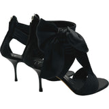 ジュゼッペザノッティ GIUSEPPE ZANOTTI サテンリボンサンダル ブラック レザー レディース サンダル