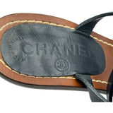 シャネル CHANEL レザーベルトサンダル ブラック レザー レディース サンダル