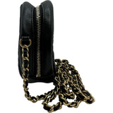 シャネル CHANEL ココマークカートカメリアラウンドチェーンショルダー A81620 ブラック ゴールド金具 ラム レディース ショルダーバッグ
