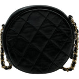 シャネル CHANEL ココマークカートカメリアラウンドチェーンショルダー A81620 ブラック ゴールド金具 ラム レディース ショルダーバッグ