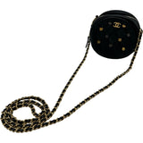 シャネル CHANEL ココマークカートカメリアラウンドチェーンショルダー A81620 ブラック ゴールド金具 ラム レディース ショルダーバッグ