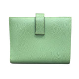 エルメス HERMES ベアンコンパクト ヴェルソ D刻 ヴェールクリケット/ブループリュム×シルバー金具 エプソン ユニセックス 二つ折り財布