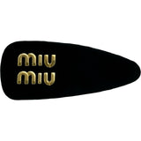 ミュウミュウ miu miu ロゴヘアクリップ ブラック ベロア アクセサリー