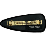 ミュウミュウ miu miu ロゴヘアクリップ ブラック ベロア アクセサリー