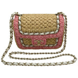 シャネル CHANEL ミニフラップチェーンショルダー AS4556 ピンク ラム/ラフィア レディース ショルダーバッグ
