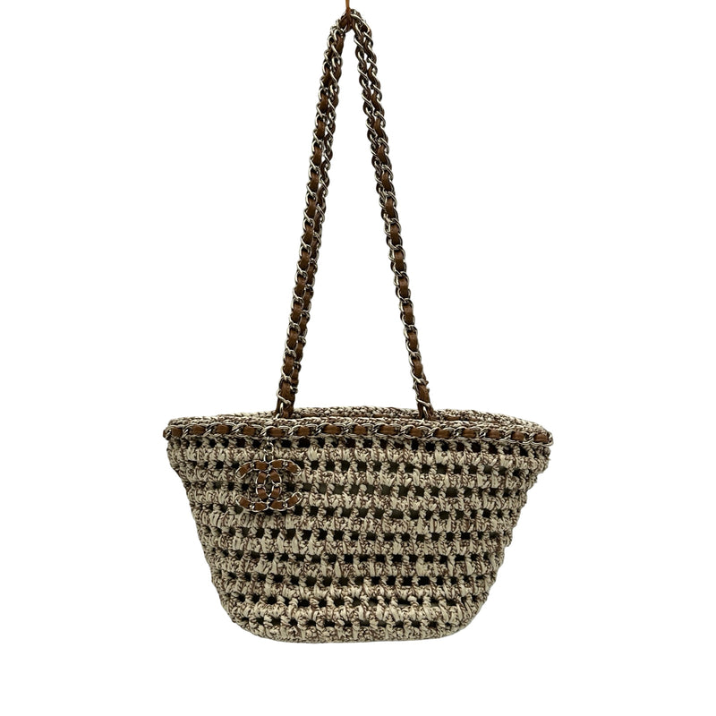 【美品】シャネル☆CHANEL クラッチバッグ ココマーク コットン ブラウン シャネル CHANEL ココマークショッピングバッグ AS3689 ブラウン