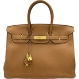 エルメス HERMES バーキン35 □K刻印 ゴールド ゴールド金具 トリヨン レディース ハンドバッグ