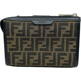 フェンディ FENDI ズッカ柄ダブルバケットショルダーバッグ 7VA649 ブラック/ブラウン キャンバス/レザー レディース ショルダーバッグ
